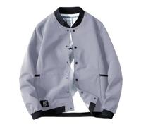 PANVER Men'S Transitional Jacket Regular Fit Stand-Up Collar Solid Color Long-Sleeve Jackets Classic Fashion Casual Outdoorjacket B-Grey L