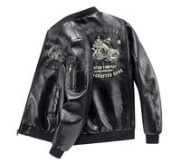 PANVER Men'S Transitional Jacket Regular Fit With Pockets Solid Color Long-Sleeve Jackets Classic Fashion Casual Outdoorjacket G-Black L