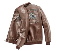 PANVER Men'S Transitional Jacket Regular Fit With Pockets Solid Color Long-Sleeve Jackets Classic Fashion Casual Outdoorjacket H-Coffee L