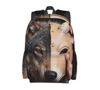 panverix Laptop Backpack Work Backpack Travel Laptop Daypack, Wolf and Sheep Mask, One Size