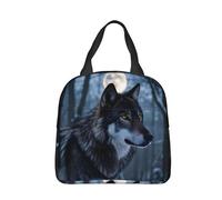 panverix Mystic Wolf In Snowy Forest On Dark Small Lunch Bag Reusable Lunch Tote Box Cooler Tote Bags For Work Picnic Beach