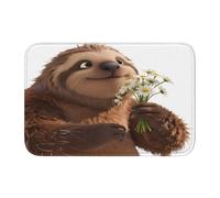 panverix Sloth and Flower Bathroom Mats Non-Slip Bath Rug Mats for Floor 23.6x15.7 Inch