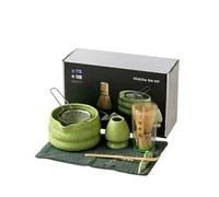 PANVO Matcha Whisk and Bowl Set 7 Piece Ceramic Tea Set with Bamboo Whisk Scoop Holder Matcha Bowl for Traditional Tea Making Home Kitchen Gift Tea Brewing Set