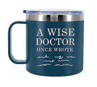 Panvola A Wise Doctor Once Wrote Doctor Gifts Physician Medical Student MD Practitioner Dr Vacuum Insulated Coffee Cup 14oz with Handle and Lid Camping Travel Thermal Mug 304 Stainless Steel