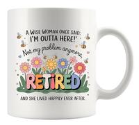 Panvola A Wise Women Once Said I’m Outta Here And She Lived Happily Ever After Retirement Gifts for Women Female Coworker Mom Sister Friend Ceramic Mug 11 oz White