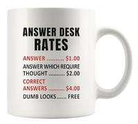 Panvola Answer Desk Rates Funny Office Gifts to Coworkers Boss Managers Customer Support Tech Support Work From Home Employees Team Office Gag Gift Novelty Drinkware Ceramic Mug 11 oz White