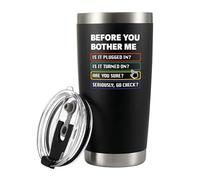 Panvola Before You Bother Me Technical Support Gifts Sarcastic Computer Programmer IT Tech Support Gifts Sarcasm Vacuum Insulated Tumbler with Straw and Removable Lid 20 oz Black