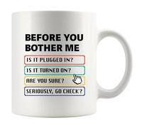 Panvola Before You Bother Me Technical Support Gifts Sarcastic Computer Programmer IT Tech Support Gifts Sarcasm Novelty Drinkware Ceramic Mug (White, 11 Ounces)
