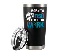 Panvola Born To Fish Forced To Work Fishing Tumbler 20oz Black