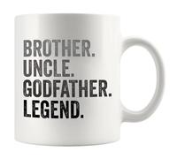 Panvola Brother Uncle Godfather Legend Family Gifts from Sister Niece Nephew Godchild Goddaughter Godson Novelty Drinkware Ceramic Mug 11 oz White