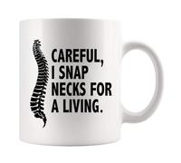 Panvola Careful I Snap Necks For A Living Chiropractor Gifts Physical Therapist Physical Therapy Student Osteopathy Doctor Gifts Ceramic Mug Funny Novelty Drinkware (White)
