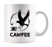 Panvola Cawfee Funny Crow Mug Bird Lover Gifts Funny Sarcastic Novelty Drinkware Ceramic Mug 11 oz White 11 oz