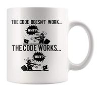 Panvola Code Works Why Funny Programmer Gifts Coffee Mug Humor Gift Idea For Computer Programmers Coders Computer Engineer 11oz Novelty White Coffee Cup