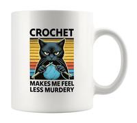 Panvola Crochet Makes Me Feel Less Murdery Crocheting Gifts Knitting Crafting Knitters Crocheters Crafters Yarn Lovers Gifts For Women Grandma Mom Auntie Coffee Ceramic Mug 11 oz White