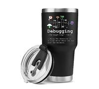 Panvola 'Debugging Definition ' Computer Programmer Gifts Student Teacher Coder Friend Coding Programming IT Vacuum Insulated Tumbler Travel Mug Stainless Steel with Straw Removable Lid (30 oz)