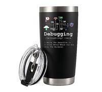 Panvola Debugging Definition Programmer Gifts Computer Programmer Student Teacher Tech Support Coder Coding Programming IT Vacuum Insulated Stainless Steel Tumbler with Straw Removable Lid (20 oz)