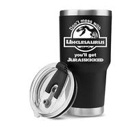 Panvola 'Don't Mess with Unclesaurus You'll Get Jurasskicked ' Uncle Gifts from Niece Nephews Brother Fathers Day Birthday Anniversary Retirement Vacuum Insulated Tumbler Stainless Steel (30 oz)