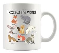 Panvola Foxes of The World Fox Lover Gift for Men Women Animal Lovers Novelty Drinkware Ceramic Mug 11 oz White