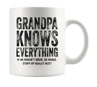 Panvola Grandpa Knows Everything Grandpa Gifts from Granddaughter Grandson Grandparents Day Ceramic Mug 11 oz White