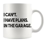 Panvola I Can't I Have Plans In The Garage Mechanic Coffee Mug Automechanic Car Repair Man Ceramic Cup Novelty Drinkware 11 oz White