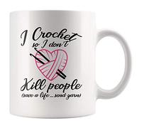 Panvola 'I Crochet So I Don't Kill People Save A Life Send Yarn ' Funny Gifts for Crocheting Gifts I Love Crocheting Present Tea Cup Coffee Mug 11 oz