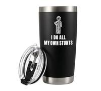 Panvola I Do All My Own Stunts Recovery Gifts Tumbler 20oz Black | Get Well Gift Stainless Steel Vacuum Insulated Tumbler Removable Lid with Straw and Brush