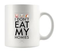 Panvola I Don't Eat My Homies Vegan Vegetarian Animal Lovers Pig Cow Chicken Coffee Ceramic Mug (11 oz)