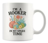 Panvola I’m A Hooker In My Spare Time Crocheting Gifts Knitting Crafting Knitters Crocheters Crafters Yarn Lovers Gifts For Women Grandma Mom Auntie Coffee Ceramic Mug 11 oz White