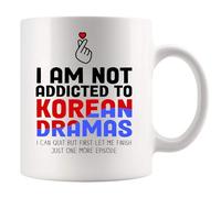 Panvola I’m Not Addicted to Korean Dramas Funny K-Drama Lovers Ceramic Mug Novelty Drinkware 11 oz White 11 oz