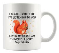 Panvola I Might Look Like I’m Listening To You But In My Head I’m Thinking About Squirrels Squirrel Lover Gifts For Women Fall Gifts For Wife Girlfriend Sister Ceramic Mug 11 oz White