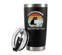 Panvola I R Programmer I Make Computer Beep Programmer Gift Computer Programming Student Graduation Cat Lover Vacuum Insulated Tumbler with Lid and Straw Stainless Steel 20oz Black