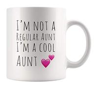 Panvola 'I'm Not A Regular Aunt I'm A Cool Aunt ' Aunt Gifts from Niece Nephew Funny Coffee Mug Gift for Auntie Aunty Tia Mothers Day from Sister 11 oz Ceramic Cup White