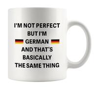 Panvola I'm Not Perfect But I'm German Funny German Gifts for Friends Coworkers Sarcastic Gifts Novelty Drinkware Ceramic Mug 11 oz White