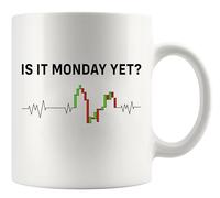 Panvola Is it Monday Yet Heartbeat Traders Gifts Investor Day Trading Stock Market Novelty Drinkware Ceramic Mug 11 oz White