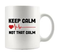 Panvola Keep Calm Not That Calm Nurse Gifts Doctor Mugs EMT Nursing Student Cardiologist Ceramic Coffee Cup 11 oz White Novelty Drinkware