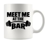 Panvola Meet Me At The Bar Weightlifting Gift Weightlifter Gym Coach Work Out For Dad Husband Boyfriend Brother Funny Ceramic Mug 11 oz White