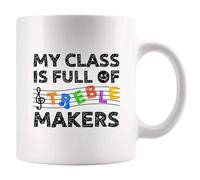 Panvola My Class is Full of Treble Makers Music Teacher Gifts for Teacher Appreciation Day from Students Musicians Pianist Band Choir Director Guitarist Violinist Ceramic Mug 11 oz White