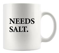 Panvola Needs Salt Chef Gifts Cook Sous Chef Pasty Baker Baking Baking Gifts Culinary Student Teacher Head Chef Novelty Drinkware Ceramic Mug 11 oz White