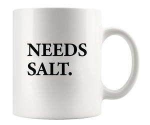 Panvola Needs Salt Chef Gifts Cook Sous Chef Pasty Baker Baking Baking Gifts Culinary Student Teacher Head Chef Novelty Drinkware Ceramic Mug 11 oz White