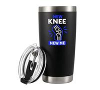 Panvola New Knee New Me Knee Surgery Replacement Recovery Gifts Orthopedic Surgeon Gift Physiotherapist Chiropractor Vacuum Insulated Stainless Steel Tumbler With Removable Lid And Straw 20 oz Black