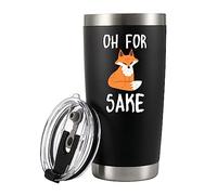 Panvola Oh for Fox Sake Fox Lover Gifts for Coworkers Friends Funny Sarcastic Gifts Humor Travel Mug Vacuum Insulated Tumbler 20 oz Stainless Steel with Lid and Straw