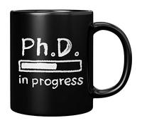 Panvola PhD in Progress Future Dr Doctor Medical Doctorate Student Graduation Gift Ceramic Coffee Mug Novelty Drinkware (11 oz, Black)