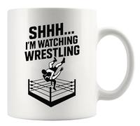 Panvola Shhh I'm Watching Wrestling Wrestling Memorabilia Mug 11oz White