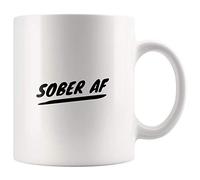 Panvola Sober AF Coffee Mug Funny Sobriety Gifts Recovery for Men Women Sobriety Anniversary Motivational Gifts Coworkers Friends Family Novelty Drinkware Ceramic Mug 11 oz White