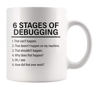 Panvola Stages of Debugging Computer Programmer Gift IT Funny Programming Mug for Dad Husband Boyfriend Coworker from Wife Girlfriend Friends Ceramic Mug 11 oz White