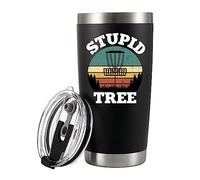 Panvola Stupid Tree Funny Disc Golf Player Gifts for Dad Mom Grandpa Grandma from Son Daughter Husband Wife Vacuum Insulated Tumbler Retro Stainless Steel with Removable Lid Drinkware (20 oz)
