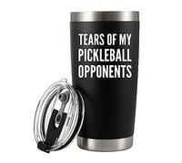 Panvola 'Tears of My Pickleball Opponents ' Tumbler Sports Player Pickleball Gifts Vacuum Insulated Stainless Steel Tumbler with Removable Lid and Straw (20 oz)
