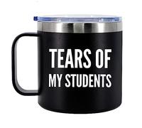 Panvola Tears Of My Students Teacher Coffee Cup 14oz With Handle Lid Funny Professor Graduation Appreciation Drinkware From Student 304 Stainless Steel Vacuum Insulated Camping Travel Thermal Mug