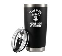 Panvola Tears Of The People I Beat At Disc Golf Funny Disc Golfer Gifts Golf Player Gifts Vacuum Insulated Stainless Steel Tumbler with Removable Lid and Straw 20 oz Black