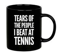Panvola Tears of the People I Beat at Tennis Sports Tennis Gifts For Men Women Tennis Playert Coach Ceramic Coffee Mug Novelty Drinkware (Black, 11 oz)